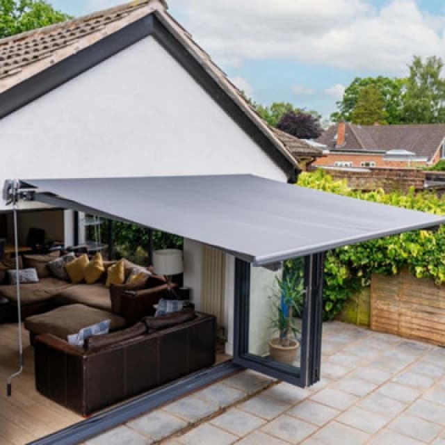 Jack Stonehouse 2.5 X 2M Manual Awning For Window, Doors, Patio, Garden - Retractable Sun Shade Canopy Shelter With Crank Handle & Fixings - Grey
