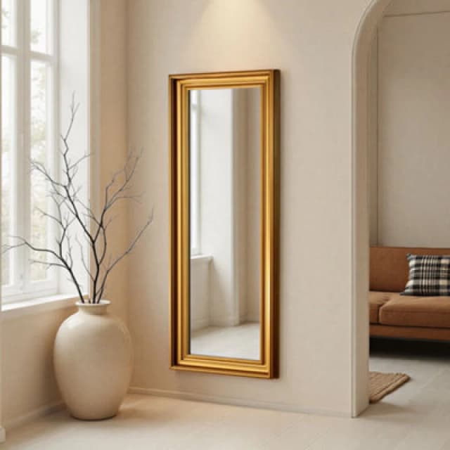 Yearn Beaded Classic Tall Gold Framed Bevelled Wall Mirror