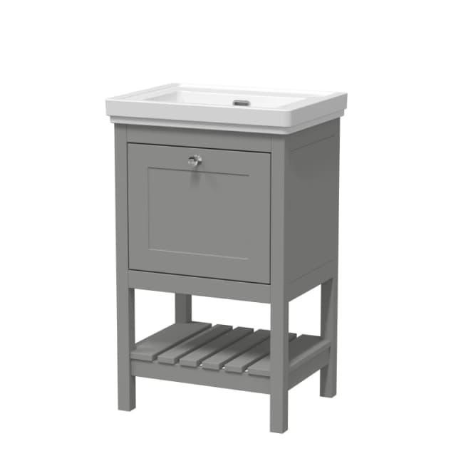 Balterley Floor Standing 1 Drawer Vanity 0 Tap Hole Fireclay Basin Grey 500mm Grey