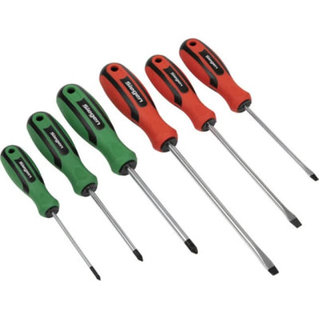 Loops 6 PACK Premium Soft Grip Handle Screwdriver Set - Slotted & POZI Magnetic Tip Multi