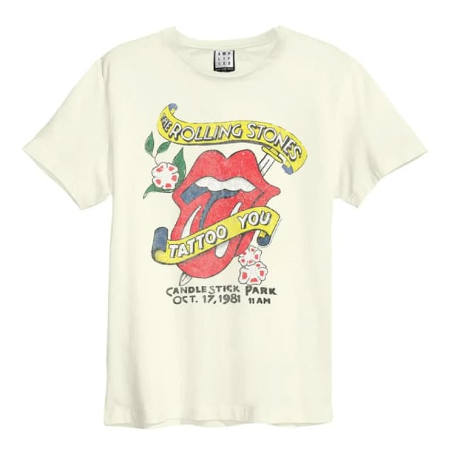 Amplified Amplified Men Tattoo The Rolling Stones T-Shirt in White Size: 3X-Large White XXXL Male 5063806406822