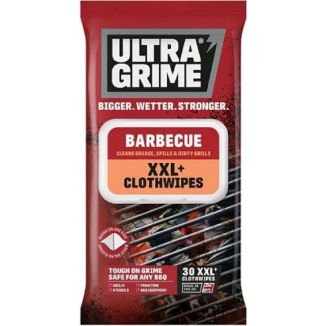 UltraGrime BBQ XXL+ Clothwipes - Pack of 30 Red