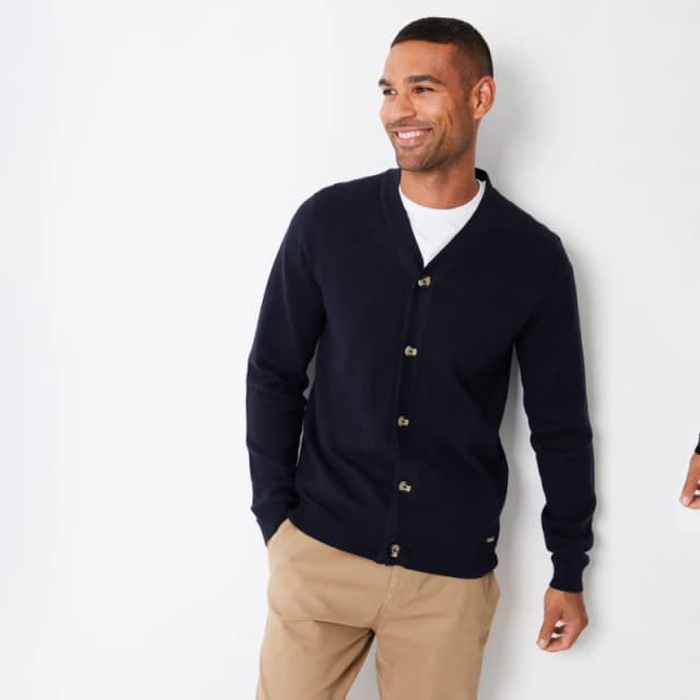 Threadbare Threadbare Men 'Overton' Cotton Blend Knitted Cardigan in Navy Size: Small Navy S Male 7625914434685