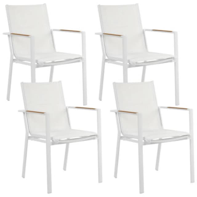 Beliani Set Of 4 Garden Chairs Busseto Metal White