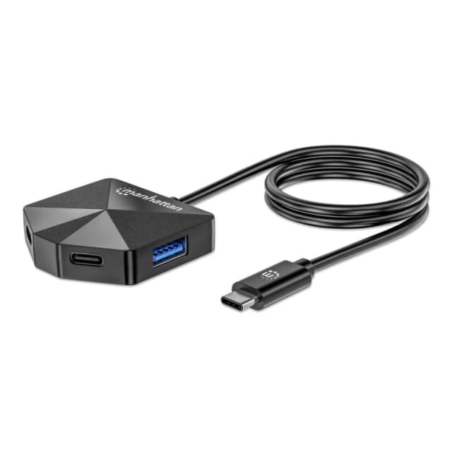 Manhattan Manhattan USB-C & USB-A Combo Dock/Hub, Ports (4): USB-A (x2) and USB-C (x2), 5 Gbps (USB 3.2 Gen1 aka USB 3.0), Angled Shape for Easy Port