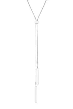 Silver Polished Sleek Lariat Necklace
