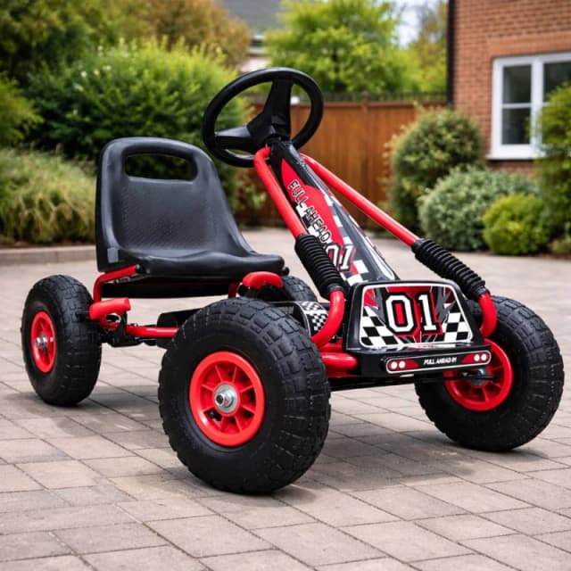 Kiddo Racer Pedal Go-Kart with Adjustable Seat & Rubber Wheels in Red Size: 1 Pack Red Unisex 1 Pack