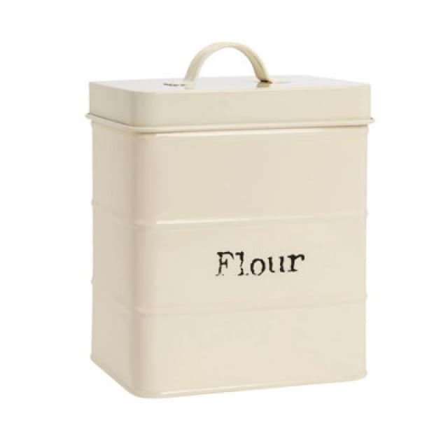 Harbour Housewares Vintage Metal Kitchen Flour Canister Cream Beige