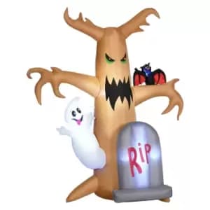 Outsunny 8ft Inflatable Halloween Ghost Tree W/ White Ghost And Tombstone LED Display