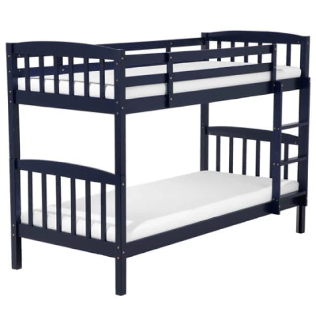 Beliani Bunk Bed Wood Revin 90 X 200 Cm (Eu Single) Navy Blue