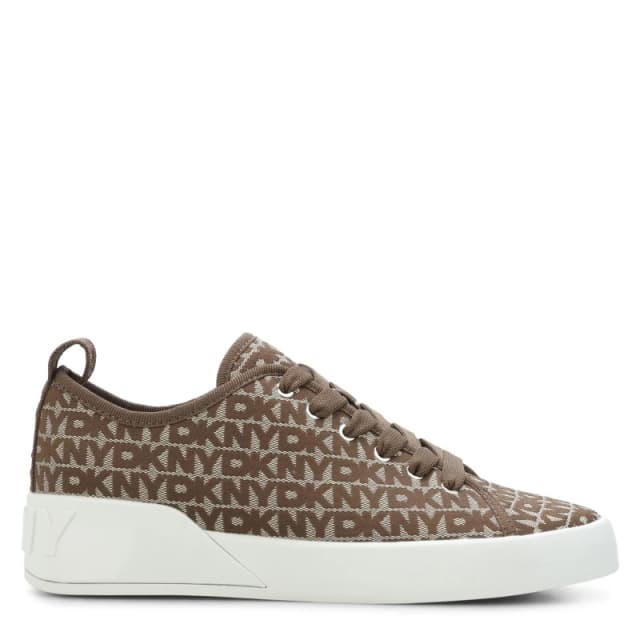 DKNY Mar Lace Up Trainers Khaki female UK 4