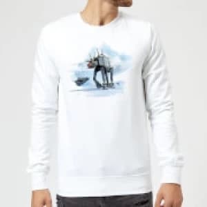 Star Wars AT-AT Christmas Reindeer White Christmas Sweatshirt - L - White