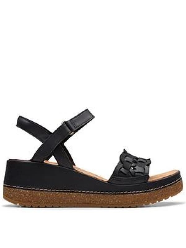 Clarks Kassanda Bar Leather Womens Heels Sandals - Black - Size:UK 8