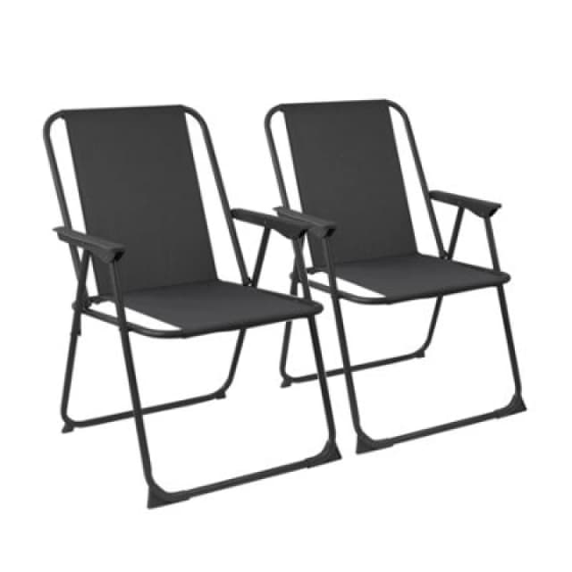 Harbour Housewares Folding Metal Beach Chairs - Black - Pack Of 2