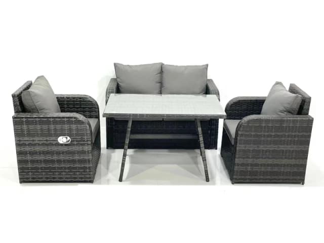 Fimous Outdoor Garden Furniture Set with Reclining Chair Dark Grey Mixed Dark Grey Unisex