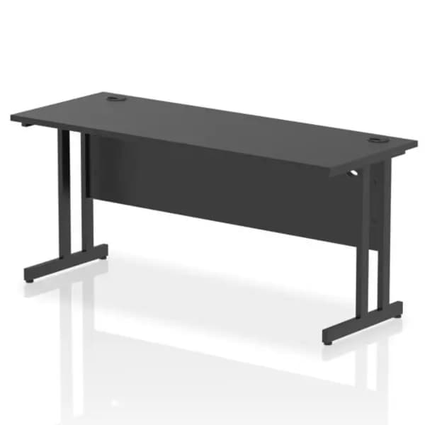 Impulse Impulse 1600 x 600mm Straight Office Desk Black Top Black Cantilever Leg IRDC166BBLK