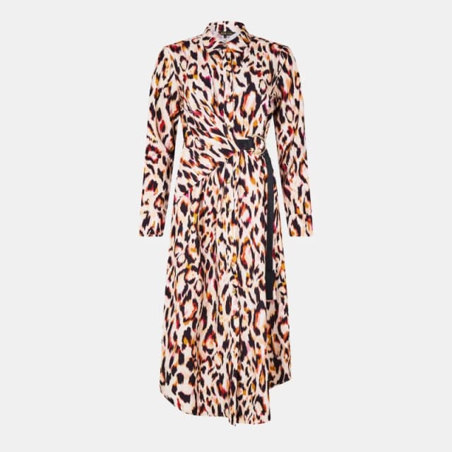 Biba Tie Shirt Dress Pink animal female 8 (XS)