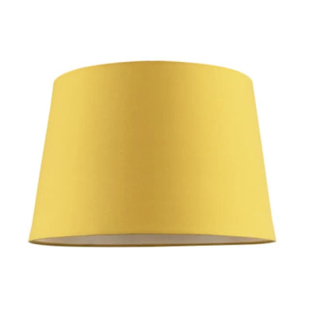 Happy Homewares Yellow Cotton Fabric 12" Drum Lampshade With White Cotton Inner