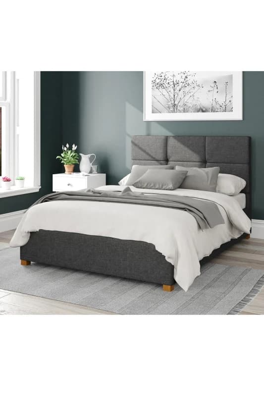 Aspire Aspire Caine Upholstered Ottoman Storage Bed, Saxon Twill Fabric in Charcoal Size: Single Charcoal Single Unisex 5057632163899