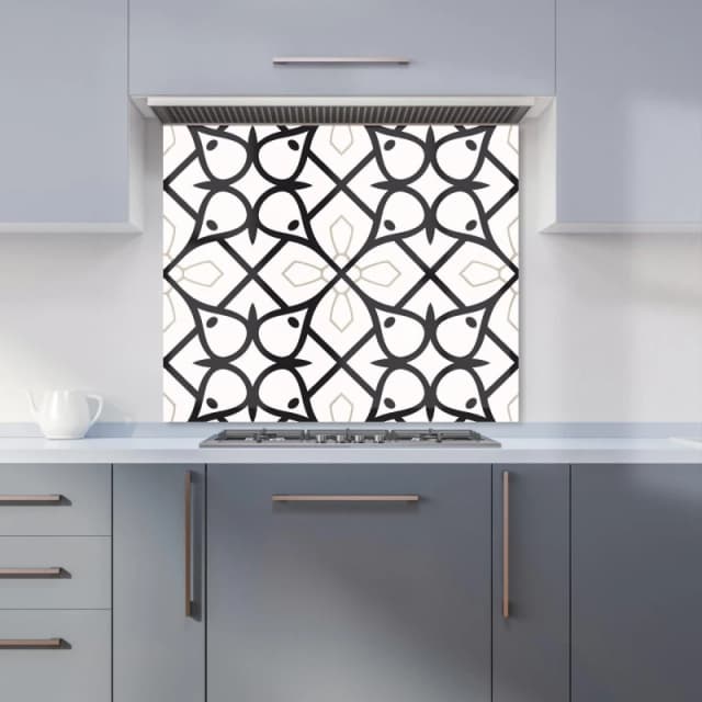 Warren Reed - Designer Arabic Style Pattern Kitchen Splashback in Black Size: 600mm x 750mm Black Unisex 600mm x 750mm