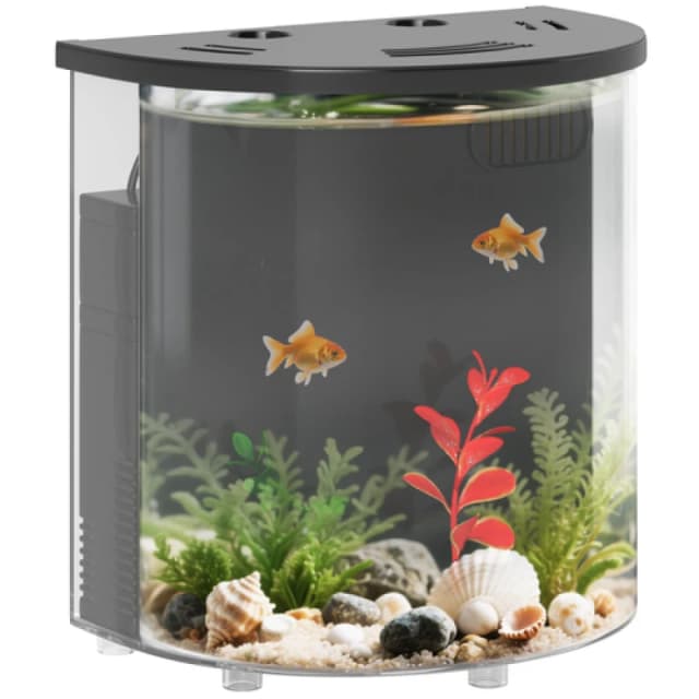 PawHut Fish Tank, 3L Nano Aquarium Starter Kit with Filter System, LED Light, Small Fish Tank for Betta, Goldfish, Shrimp, Black D61-009V70BK