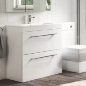 800mm White Freestanding Vanity Unit with Basin and Chrome Handles - Ashford