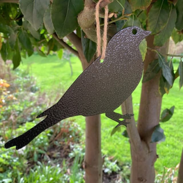 Poppy Forge Hanging Blackbird Garden Art (Pack Of 3) - W20 X H15cm - Black