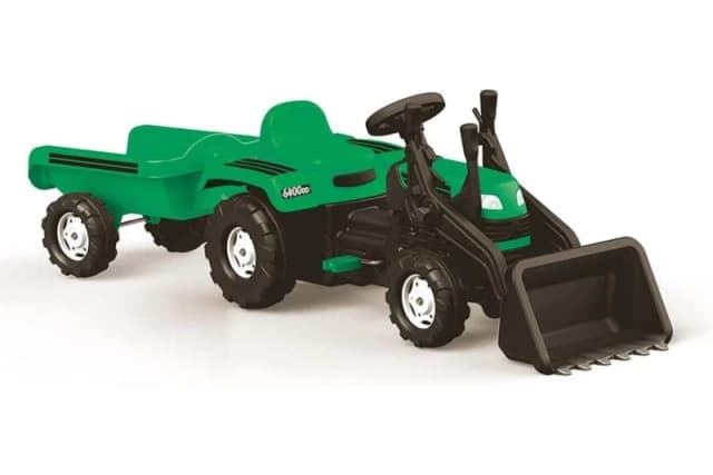 Dolu Ranchero Tractor Pedal Operated with Trailer & Excavator Green