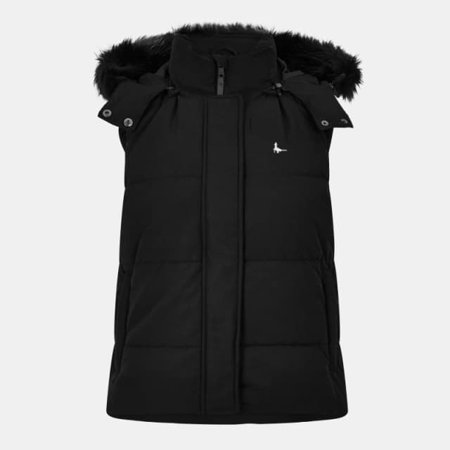 Jack Wills Womens Willow Heritage Waterproof Detachable Hood Puffer Gilet Black 09 female 6 (2XS)