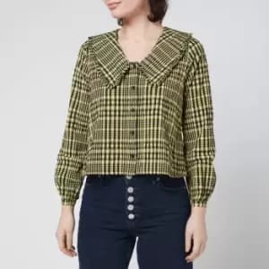 Whistles Womens Collar Detail Check Top - Multi - UK 8