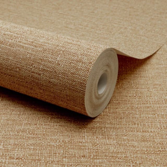 Grandeco Telma Slubbed Fabric Hessian Textured Luxury Wallpaper, Burnt Orange
