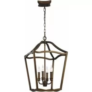 4 Bulb Ceiling Pendant Light Fitting Painted Aged Brass Finish LED E14 60W Bulb