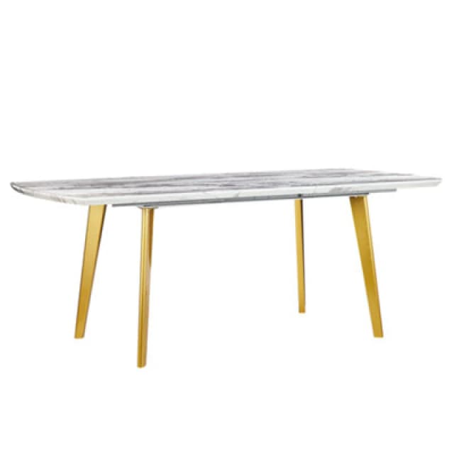 Beliani Extending Dining Table Mosby Marble/ Gold 160/200 Cm 90 Cm