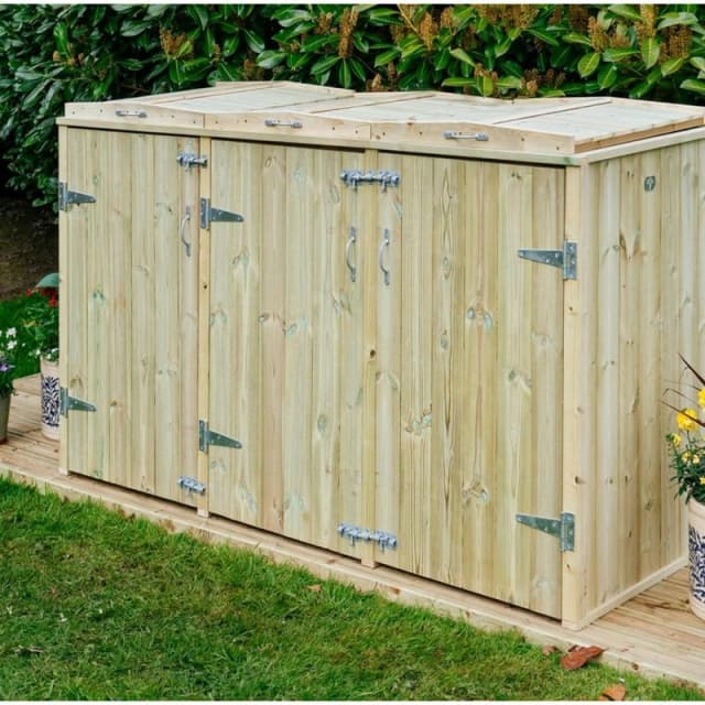 The Garden Village Shireburn 2 Wheelie Bin / 2 Recycle Box Store, Brown SGC2-2-TGV