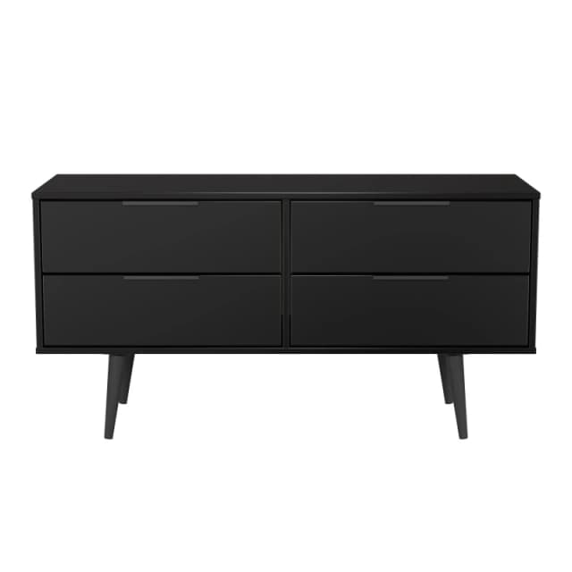 Hong Kong Ready Assembled Matt Black 4 Drawer Chest Of Drawers (H)505mm (W)1120mm (D)415mm