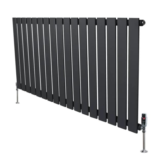 Monstershop Flat Single Column Radiator & Valves - 600mm x 1190mm - Anthracite in Grey Grey Unisex