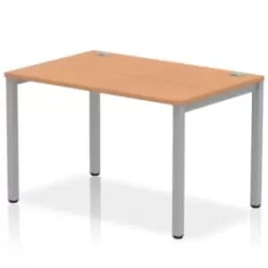 Impulse Bench Single Row 1200 Silver Frame Office Bench Desk Oak