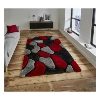 Noble House Pebbles 5858 Grey Red 120cm x 170cm Rectangle - Grey and Red
