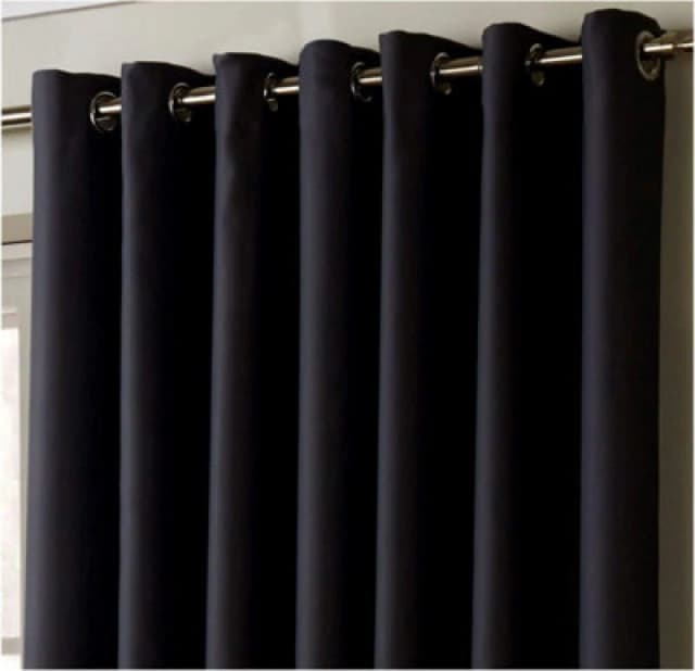 Alan Symonds 100% Blackout Ring Top Curtains 66" X 90" Charcoal