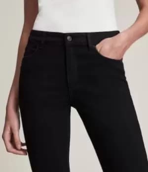 AllSaints Womens Miller Mid-Rise Size Me Skinny Jeans, Black, Size: M