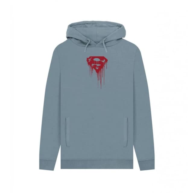 Superman Mens Official Drip Shield Hoodie in Mid Blue Size: Small Mid Blue Male S