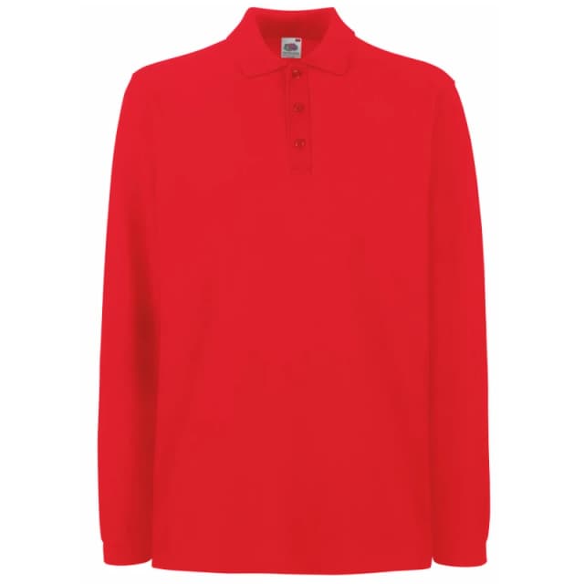 Fruit Of The Loom Fruit of the Loom Men Premium Long Sleeve Polo Shirt in Red Size: Small Red S Male 5055747700312