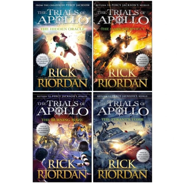 The Trials of Apollo Series Books 1 - 4 Collection Set by Rick Riordan (Hidden Oracle, Dark Prophecy, Burning Maze & Tyrant's Tomb) Rick Riordan Books