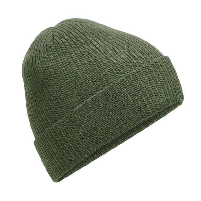 Beechfield Mens Polylana Ribbed Beanie in Dark Olive Dark Olive Male One Size