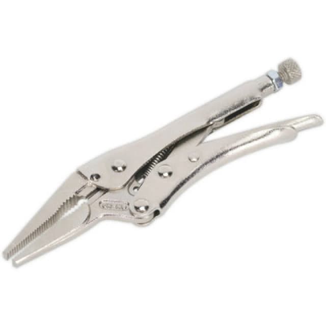 Loops 170mm Long Nose Locking Pliers - Deeply Serrated 50mm Jaws - Riveted Handle Multi