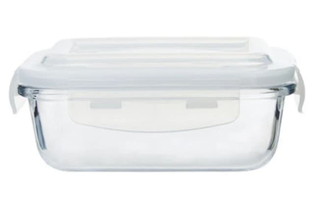 Premier Housewares Durable 370 Ml Glass Container, Borosilicate Glass Food Organizer, Airtight Storage Container For Kitchen Clear