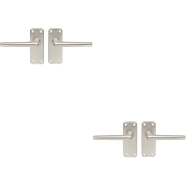Loops 2x PAIR Straight Tapered Handle on Latch Backplate 102 x 41mm Satin Aluminium Multi