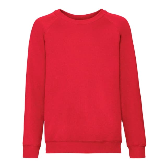 Fruit of the Loom Classic Raglan Sweatshirt in Red Size: 12-13 Years Red Unisex 12-13 Years