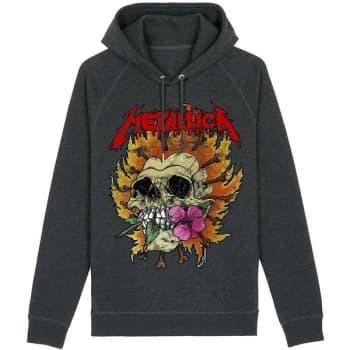 Metallica - Skull Flower Washed Unisex Large Hoodie - Black