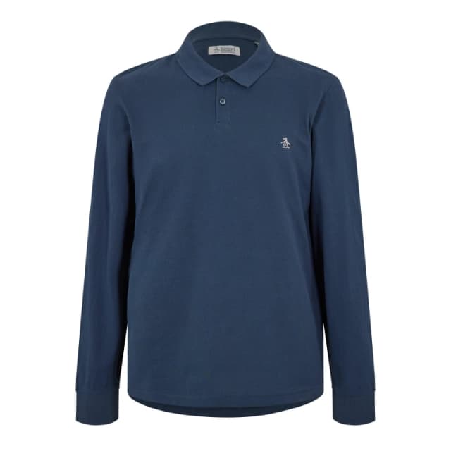 Original Penguin Mens Cotton Long Sleeve Polo Shirt Yale male Small